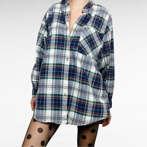 VINTAGE | 1980’s Gitano Plaid Embroidered Preppy Plus Size Button Down Shirt - Picture 2 of 14